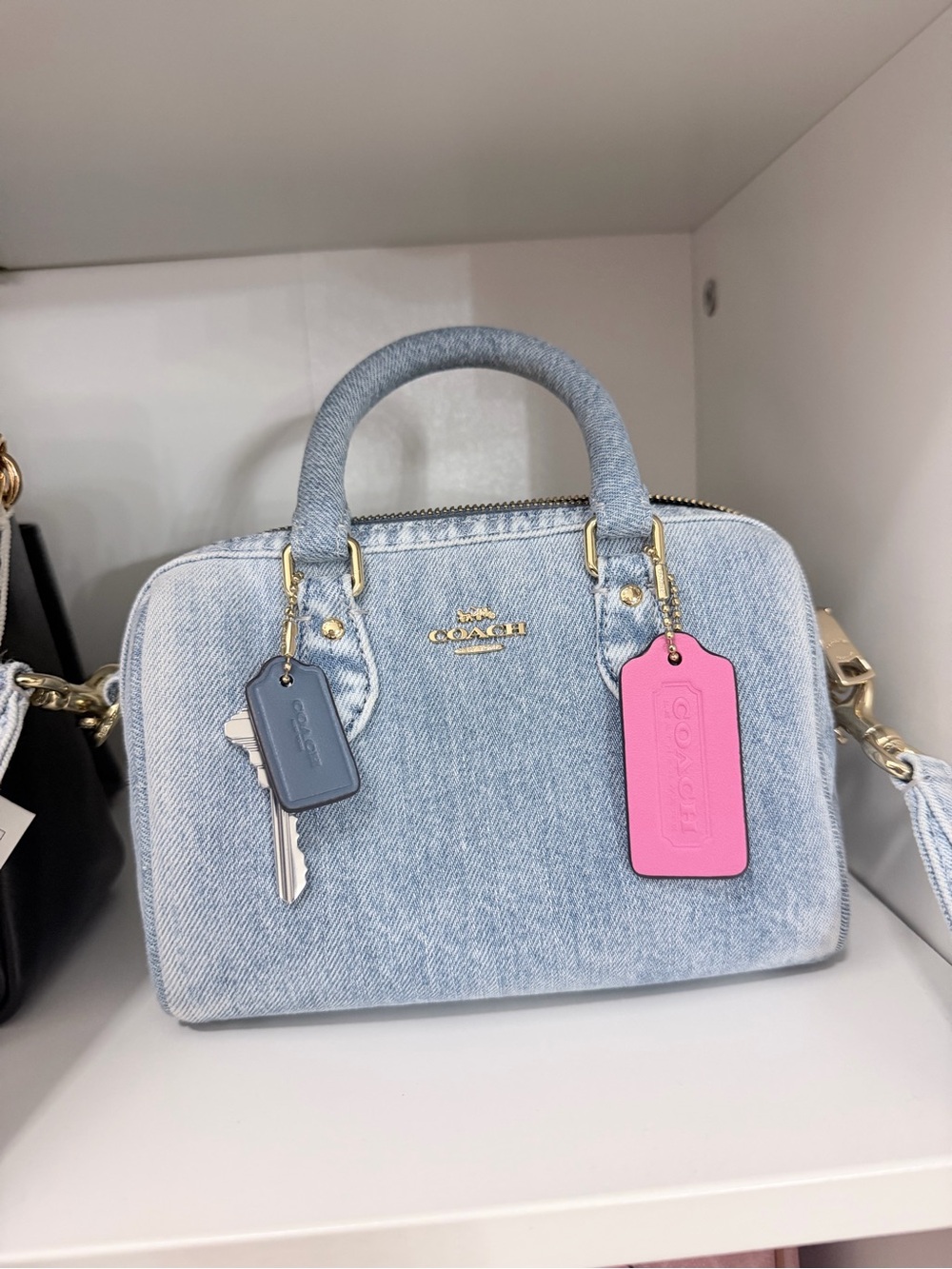 Coach Light Blue Denim Mini Satchel with Pink Tag - Picture 2 of 3